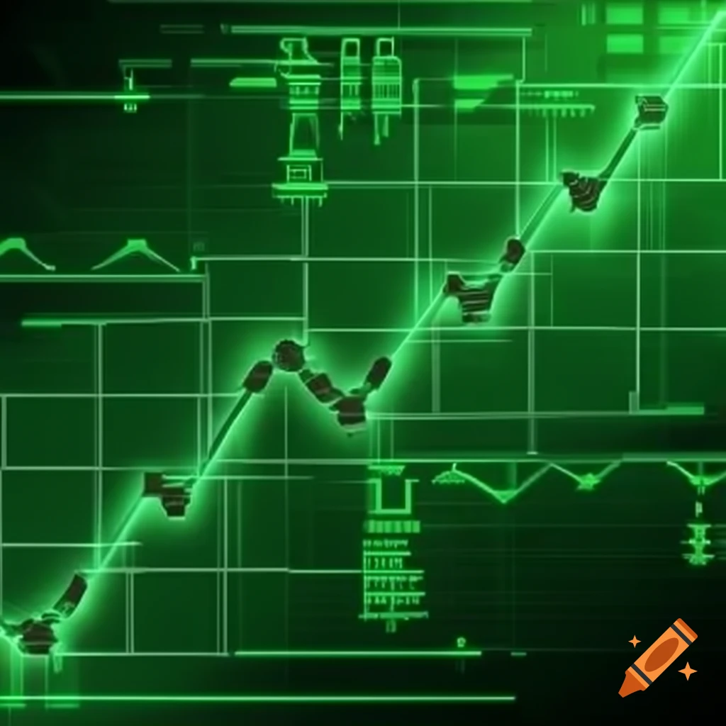 2D green data texture featuring numbers and zigzag chart