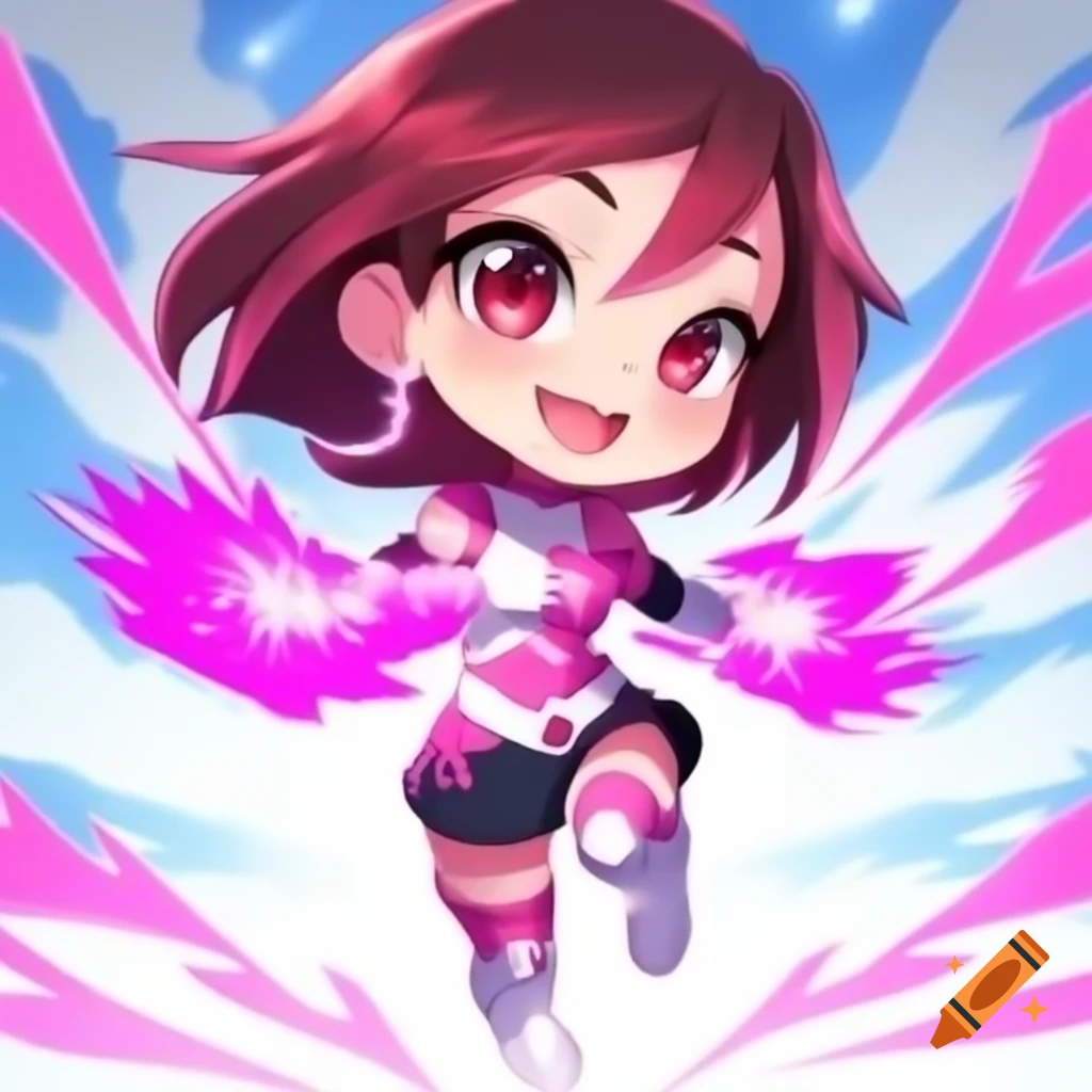 Female anime chibi superhero named Pink Lightning