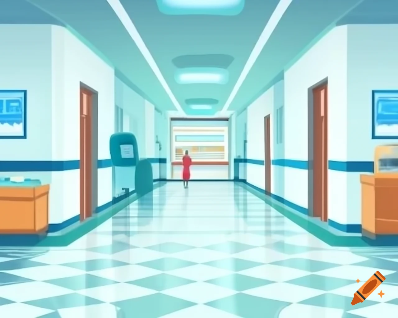 Cartoon style interior of a hospital