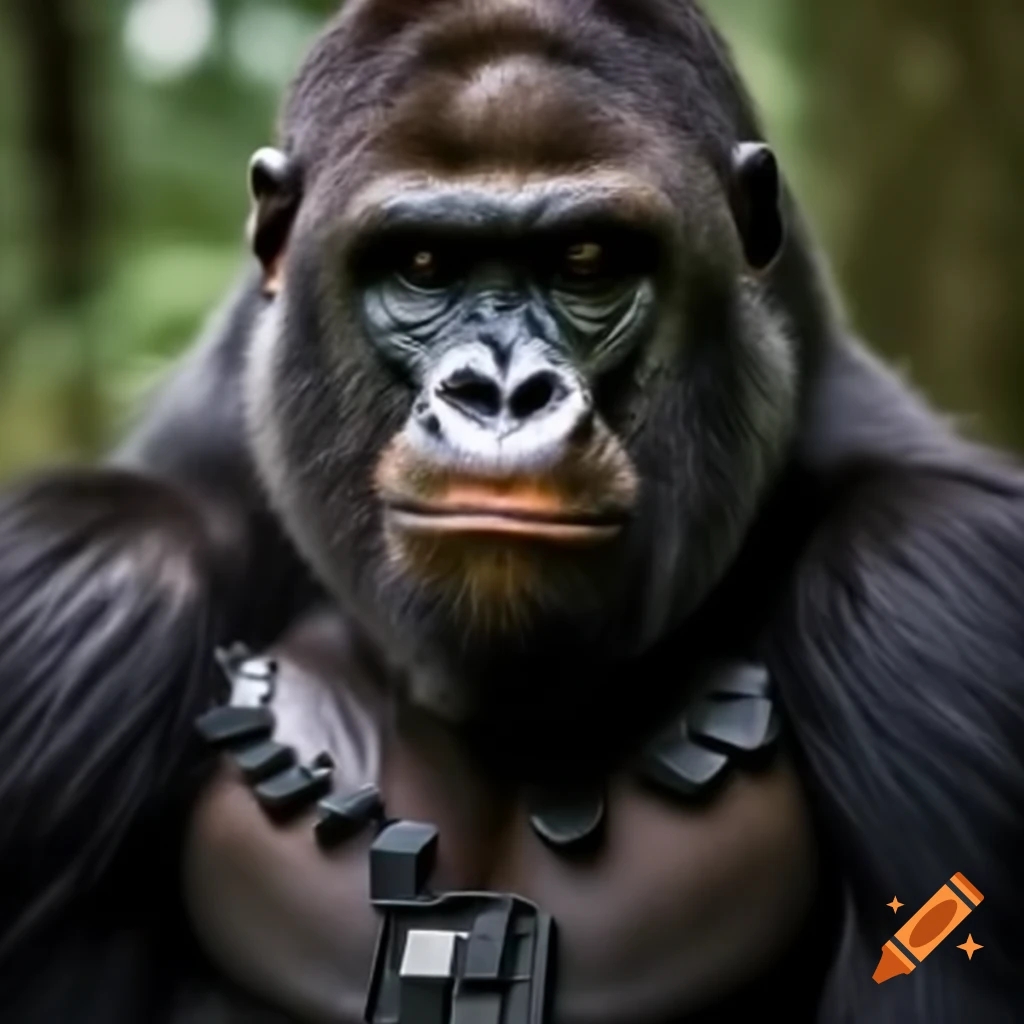 Gor-Big Rilla, powerful silverback gorilla with glossy gray fur and a silver back