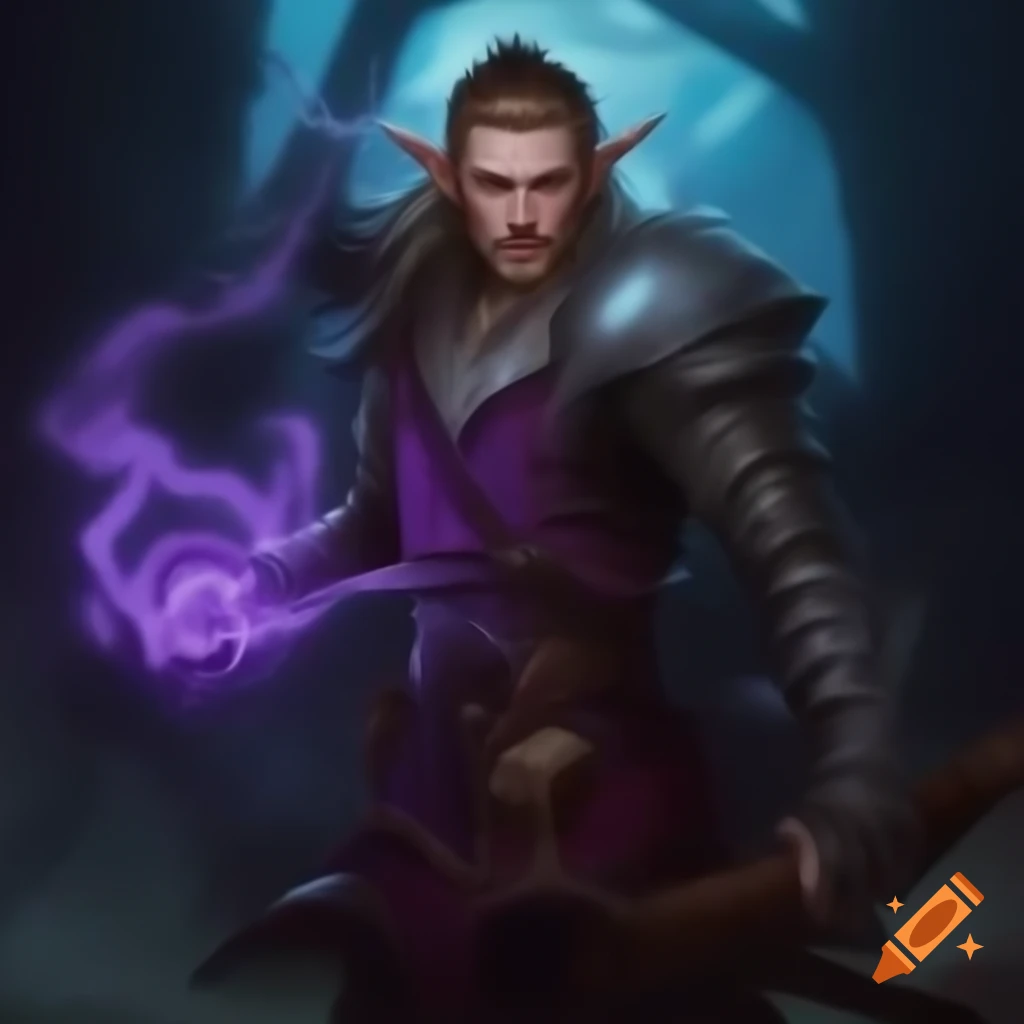 Male half-elf berserker with magical tendrils in Dungeons and Dragons style