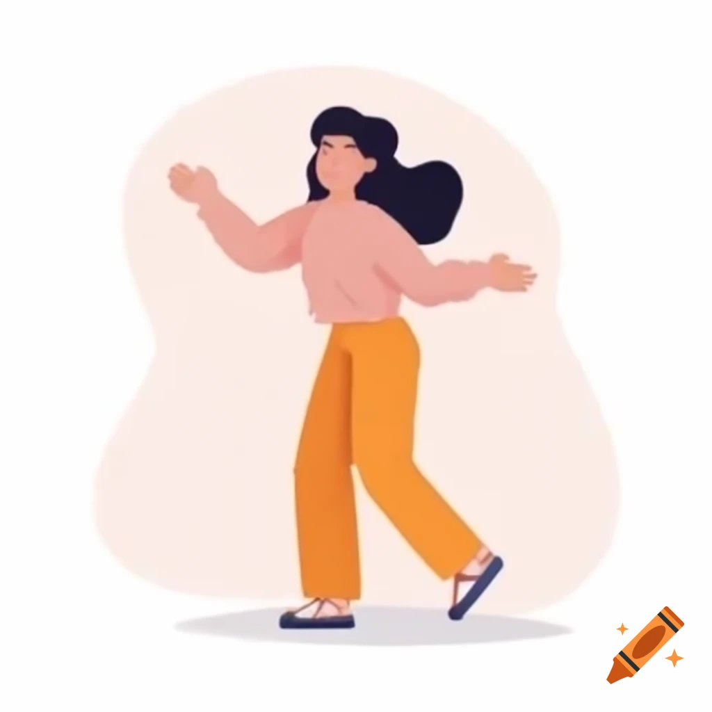 Cartoon of a happy healthy woman raising her hands