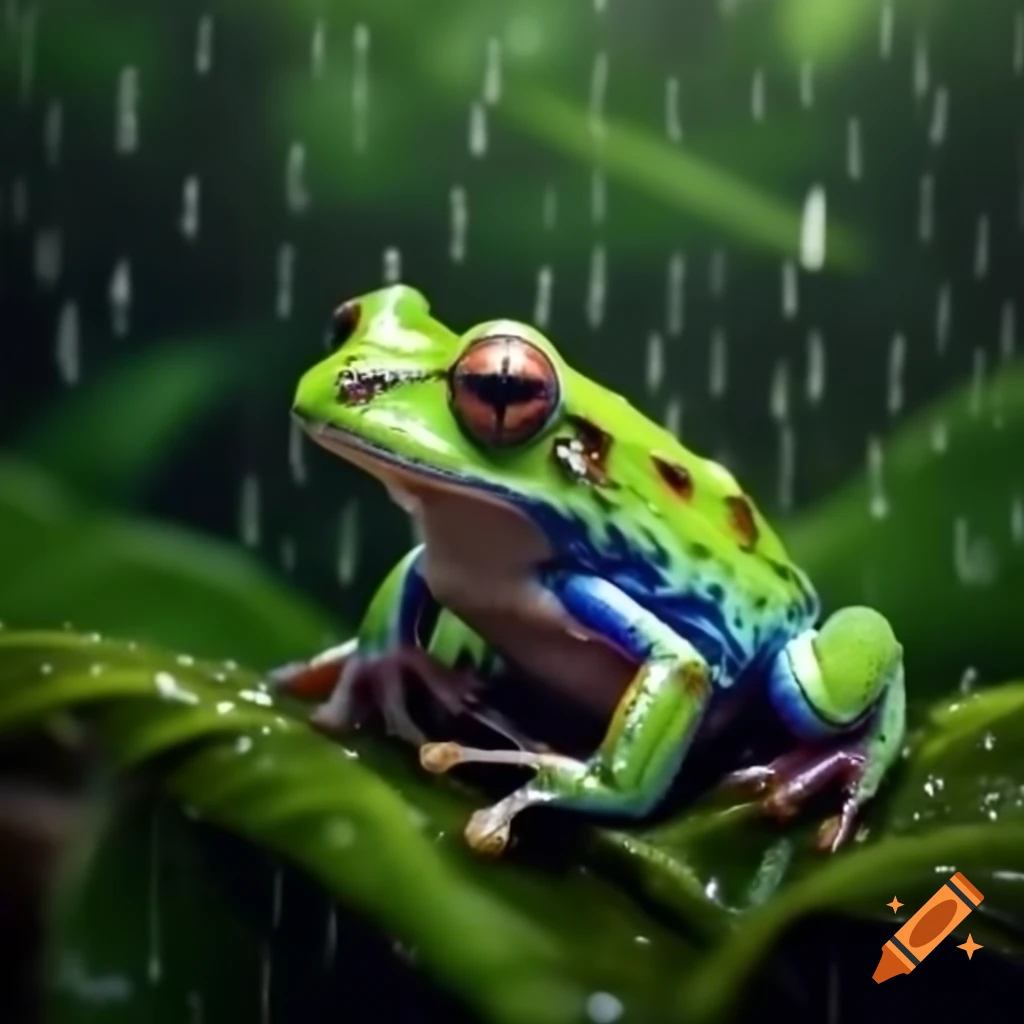 Frog in a lush rainforest environment