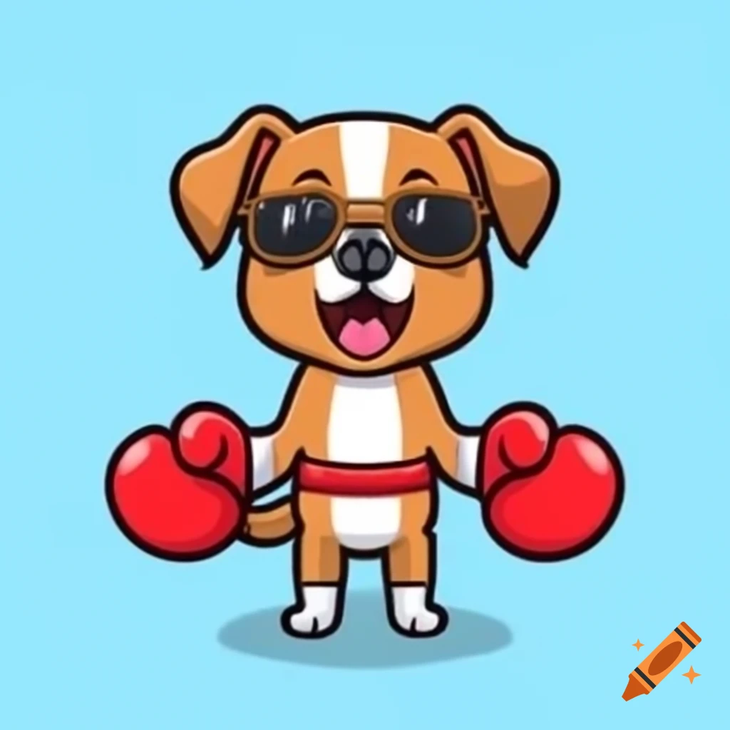 Cartoon dog wearing boxing gloves