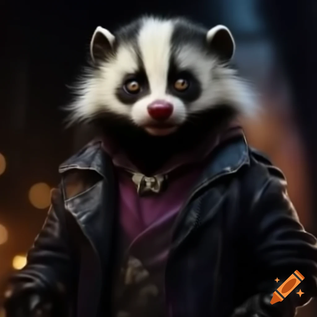 Illustration of a cunning skunk as an evil mastermind