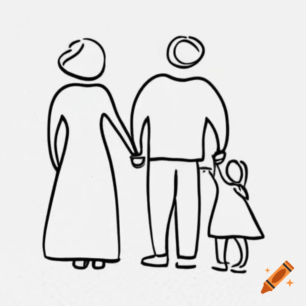 Father holding hands with his two daughters on craiyon