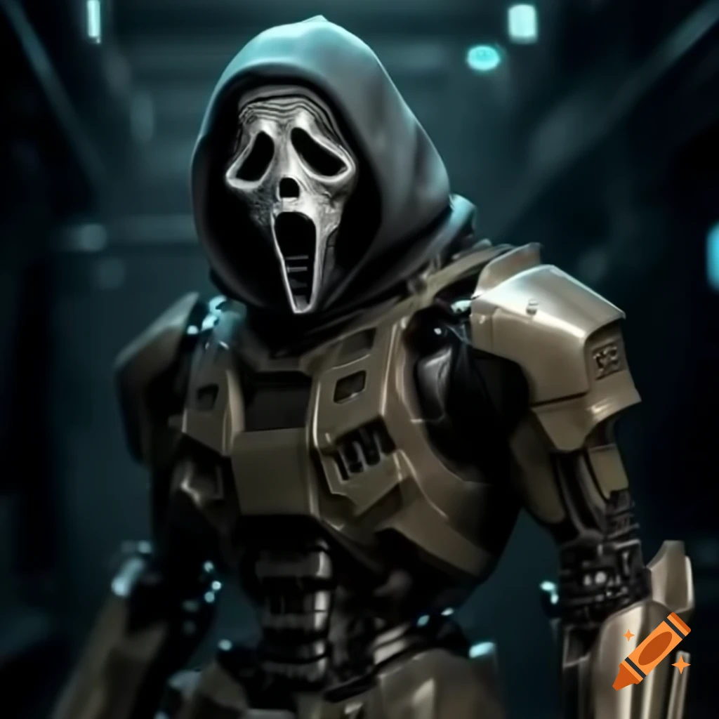Cyberpunk GhostFace robot armor design