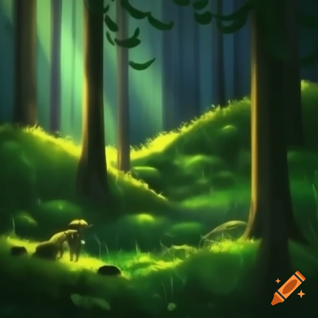 Drawing of a forest scene