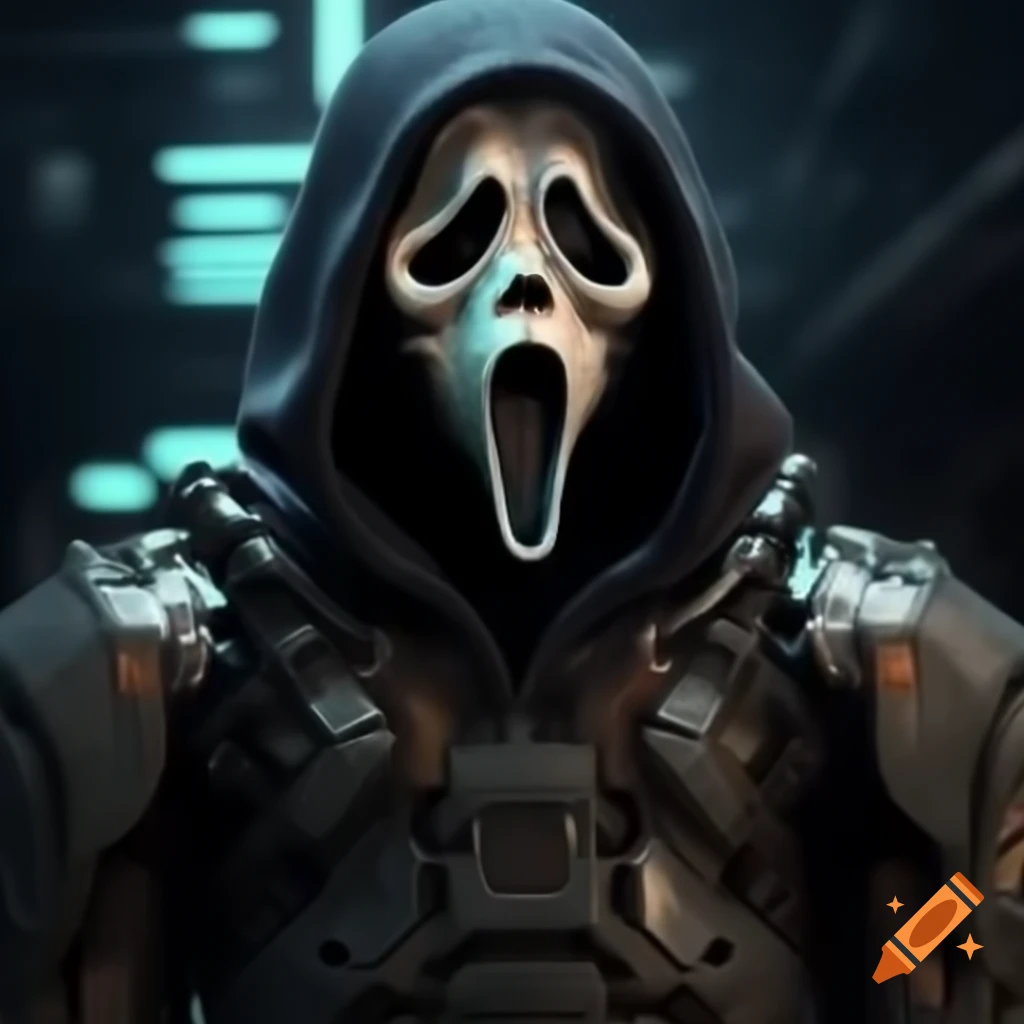 Cyberpunk GhostFace robot armor design