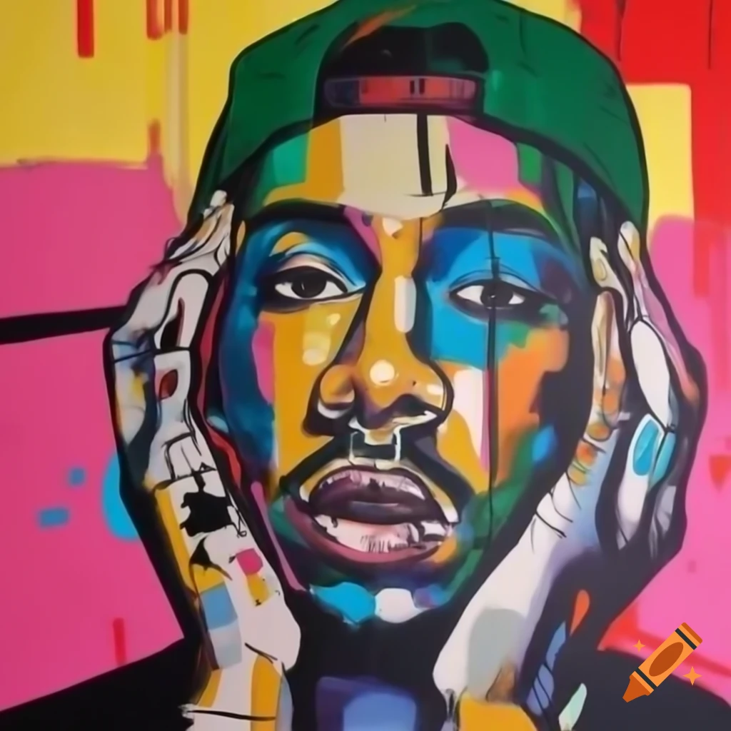 Colorful abstract painting by Basquiat and Francisco Eppens