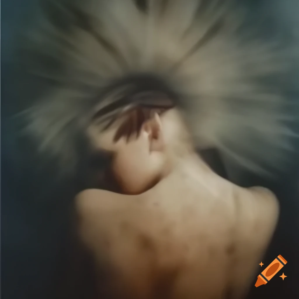 Ethereal ghostly apparition inspired by Francesca Woodman with VHS grainy effect