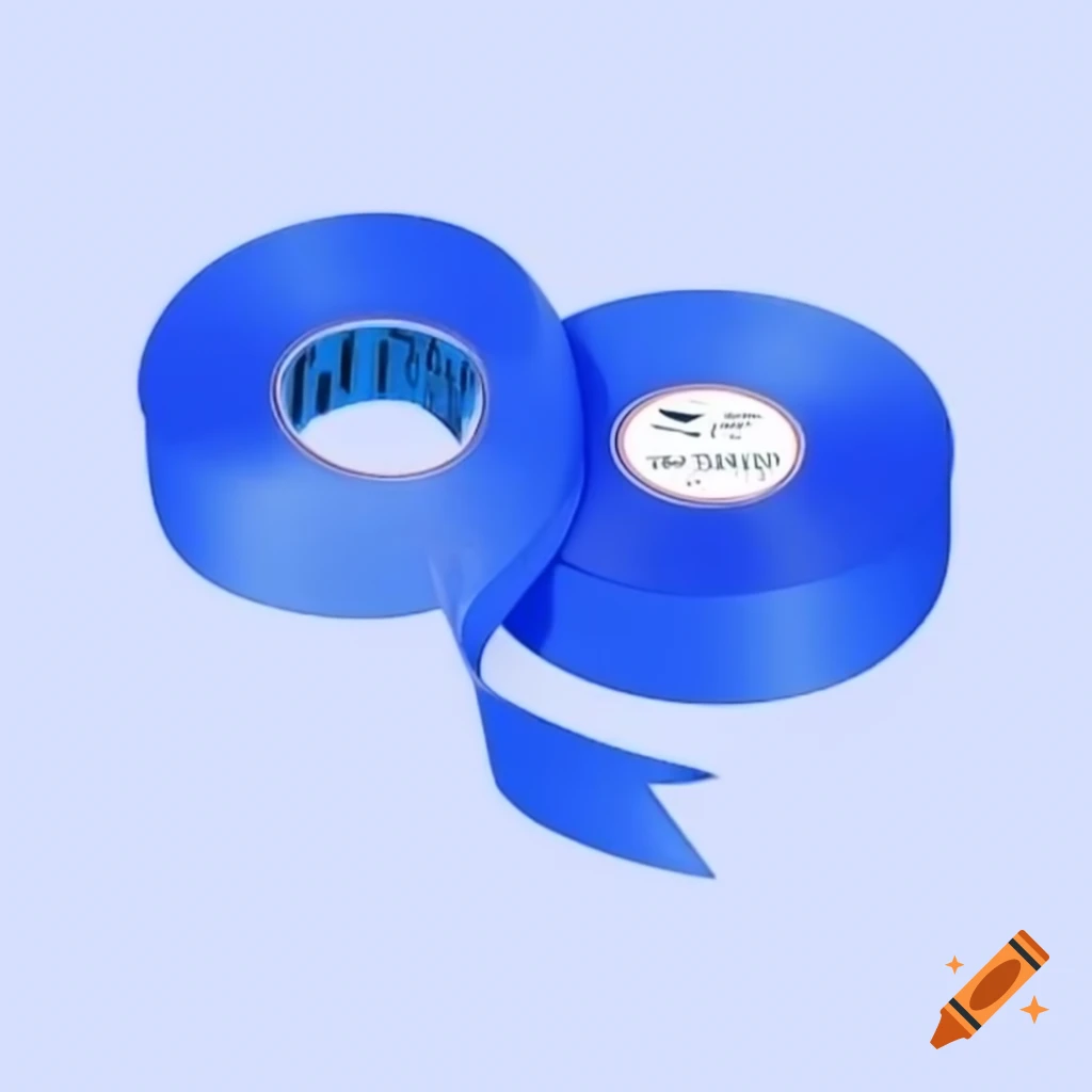 Two blue electrical tapes forming an infinity sign logo
