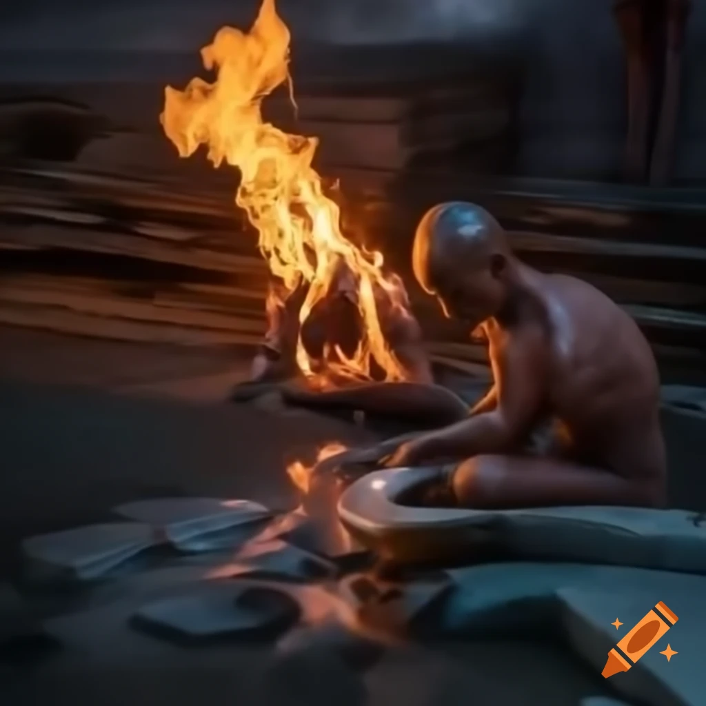 Poetic representation of elemental brotherhood: water, fire, and stone