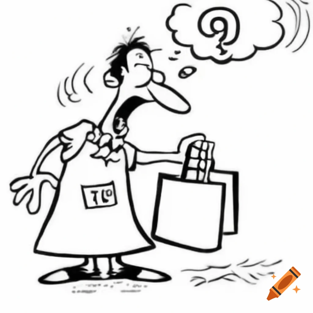 cartoon-of-shocked-shopper-questioning-affordability-of-basics-on-craiyon