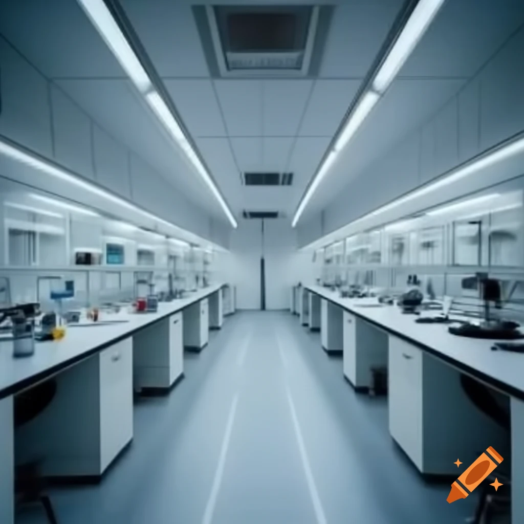 Freshly prepped laboratory with white walls and sterile environment