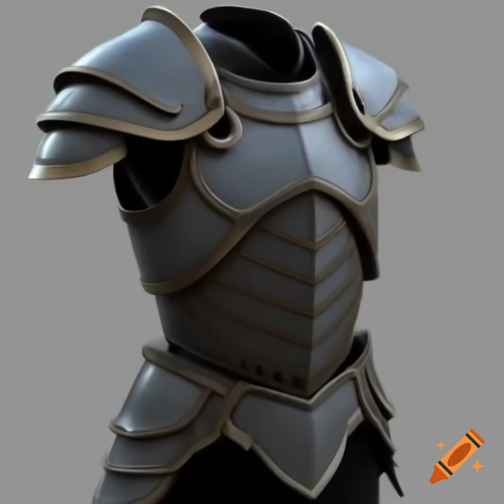Intricate chest plate armor front view on white background