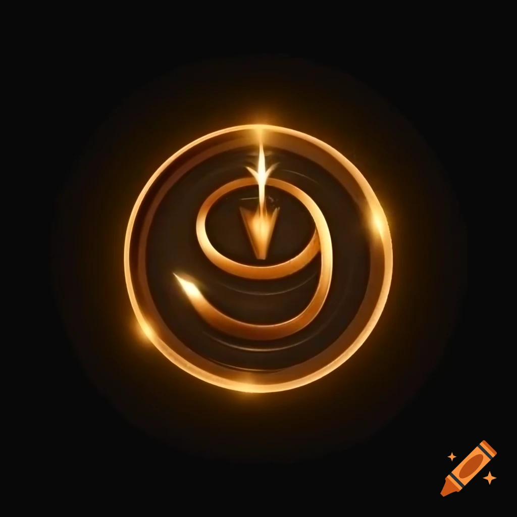 Glowing bronze magic symbol on metal surface