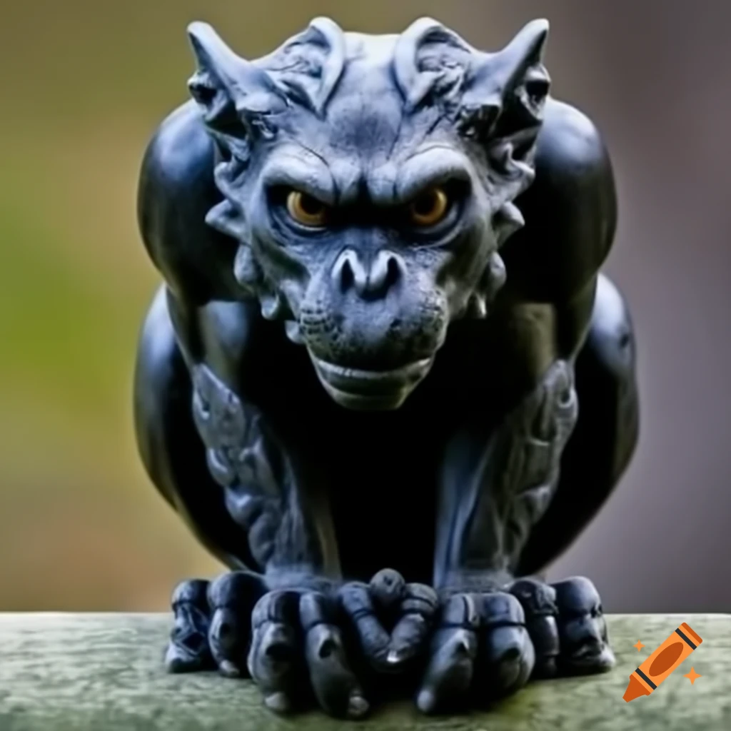 Black gargoyle sculpture