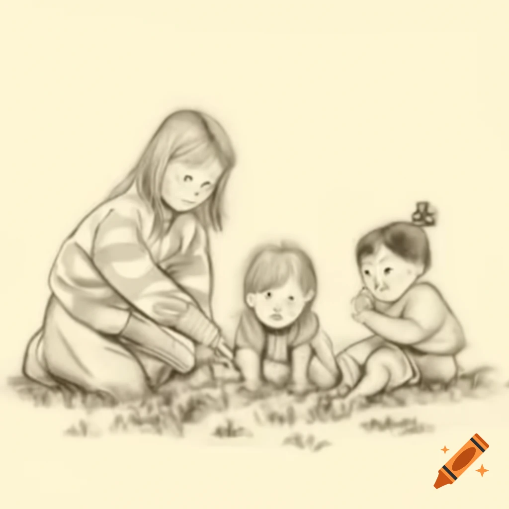 Children playing on grass with toys