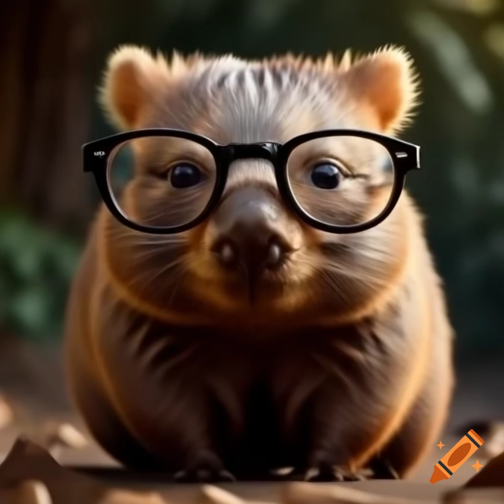 Wombat wearing glasses