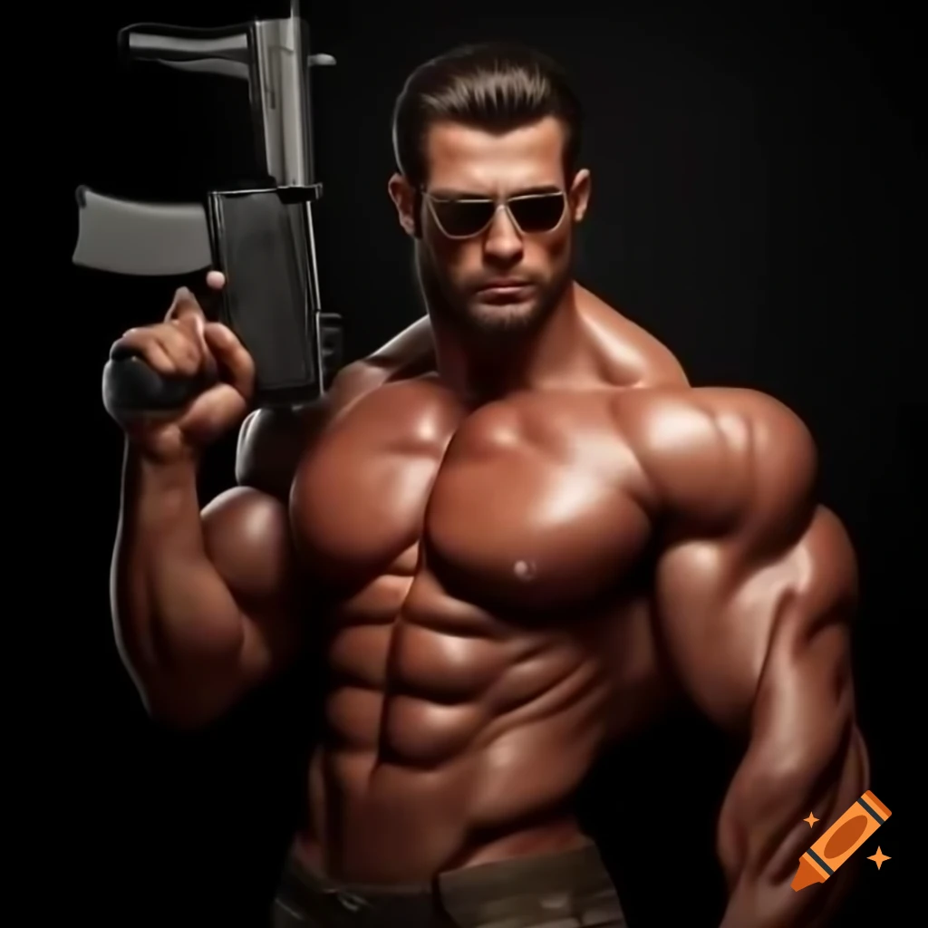 muscular-man-holding-firearm-on-craiyon