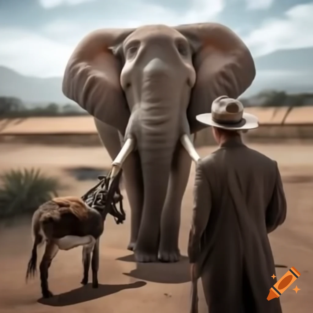 Detective observing elephant and donkey characters
