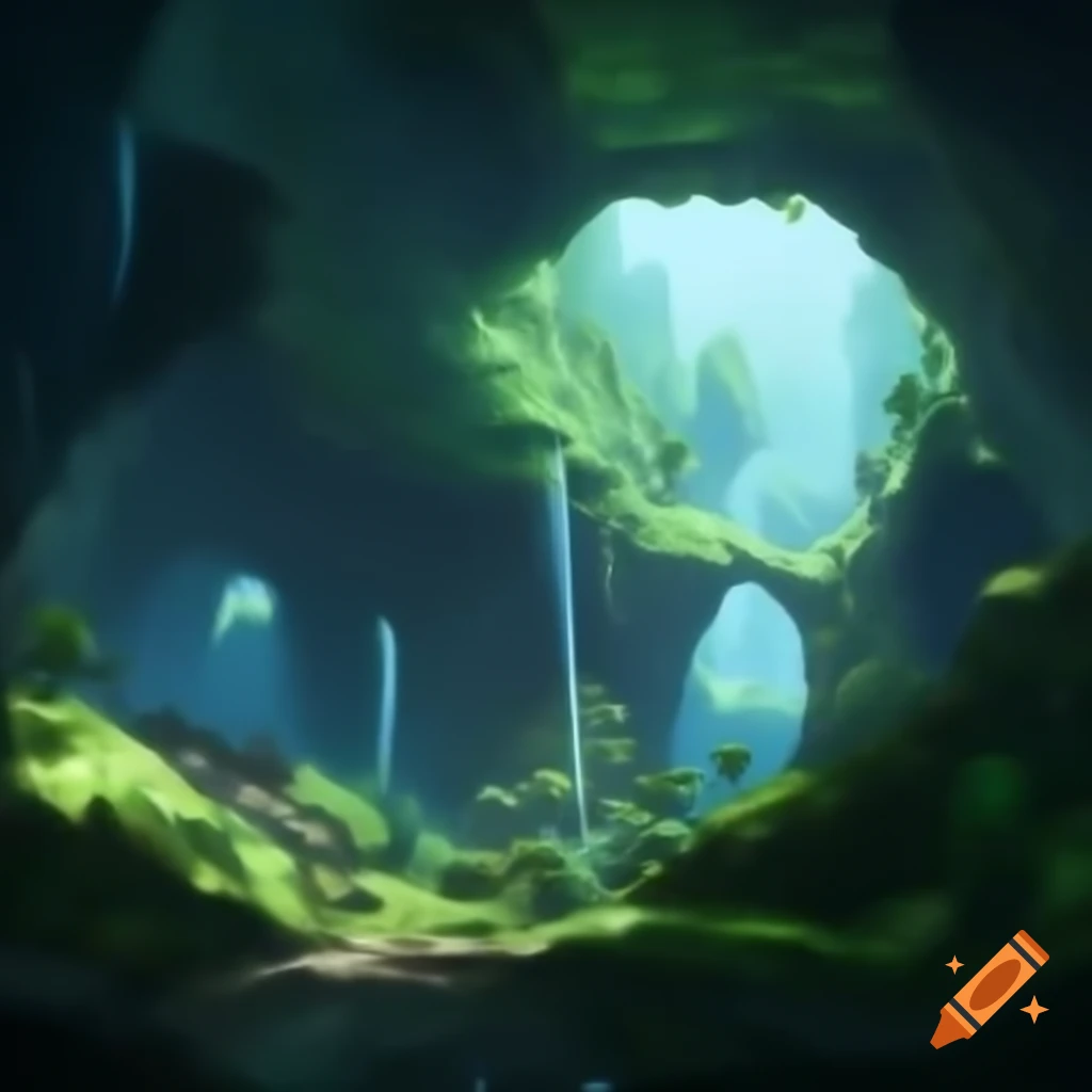 Lush subterranean cliffs with greenery