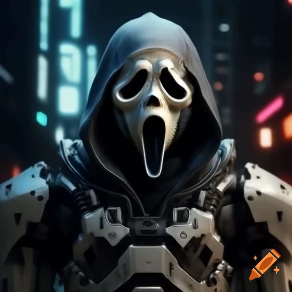 Cyberpunk GhostFace robot armor design