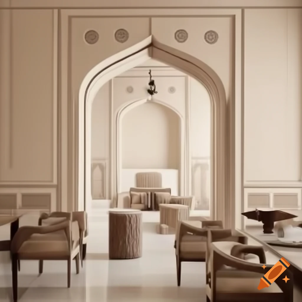 Mughal motifs in beige luxury minimalist modern interior design