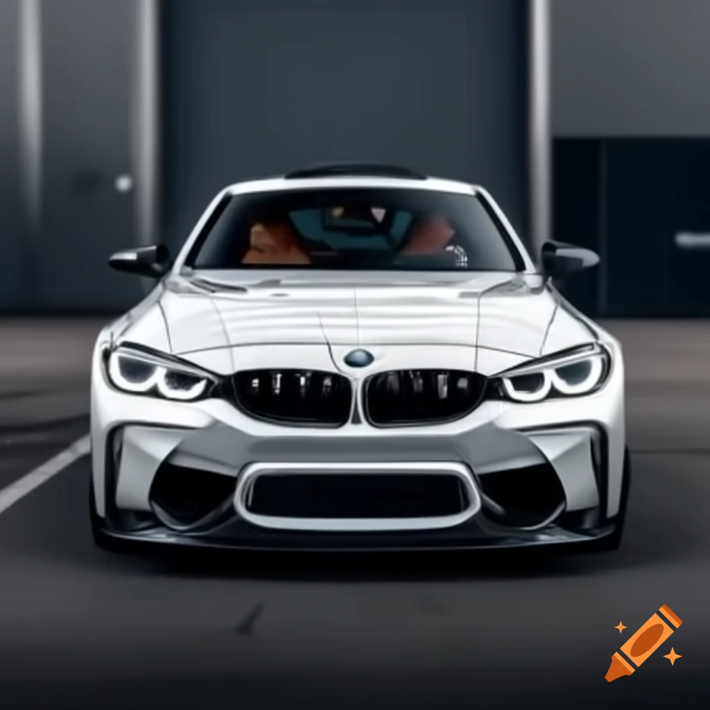 Sleek front view of a white BMW car