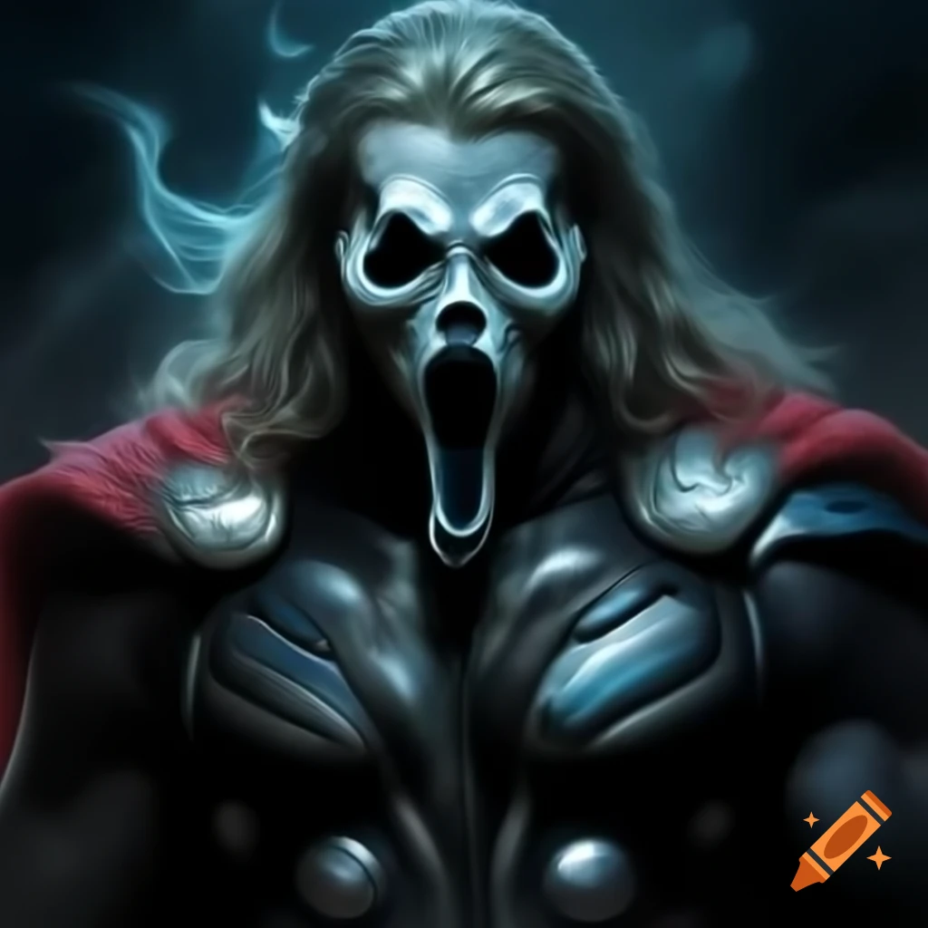 Character design of Thor combined with Ghostface