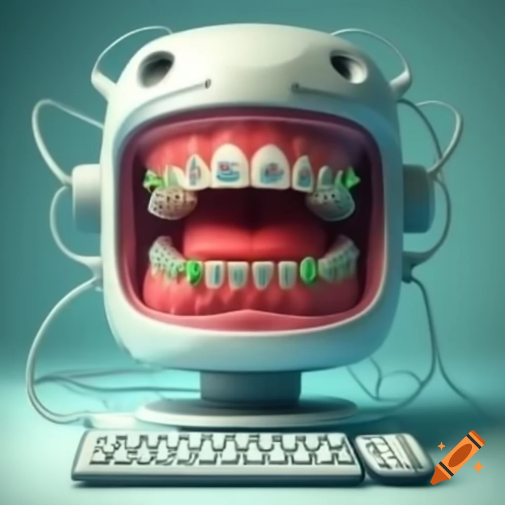 Computer with braces, whimsical design