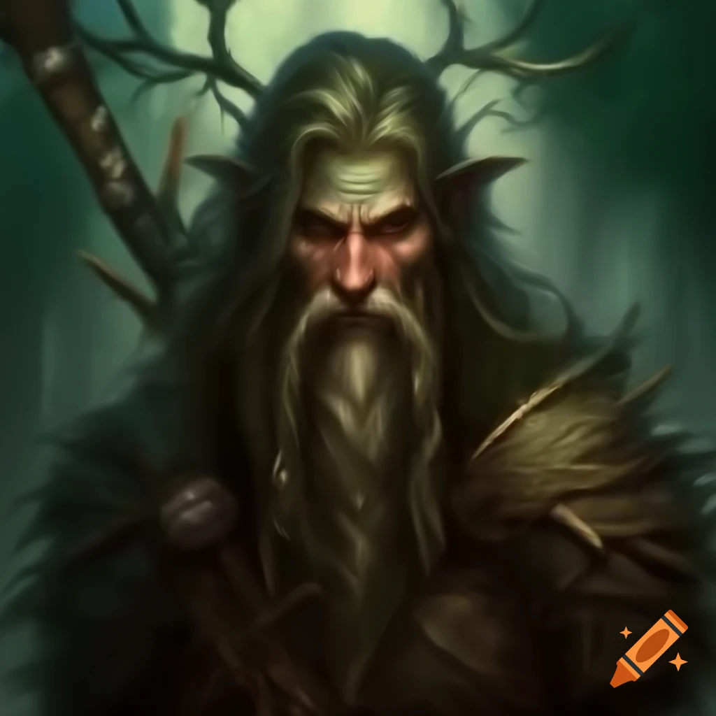 Druid character in a mystical forest setting
