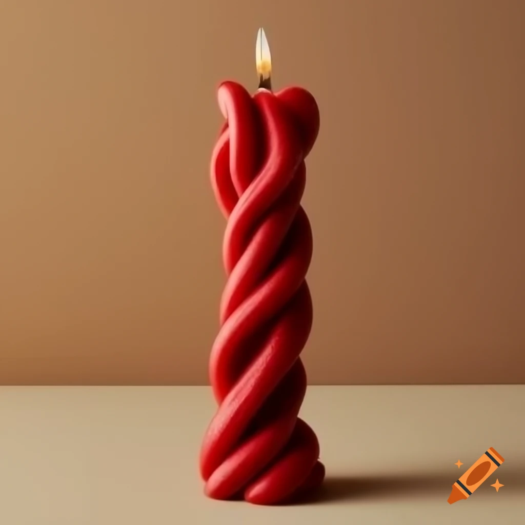 Long twisted red waxy candle