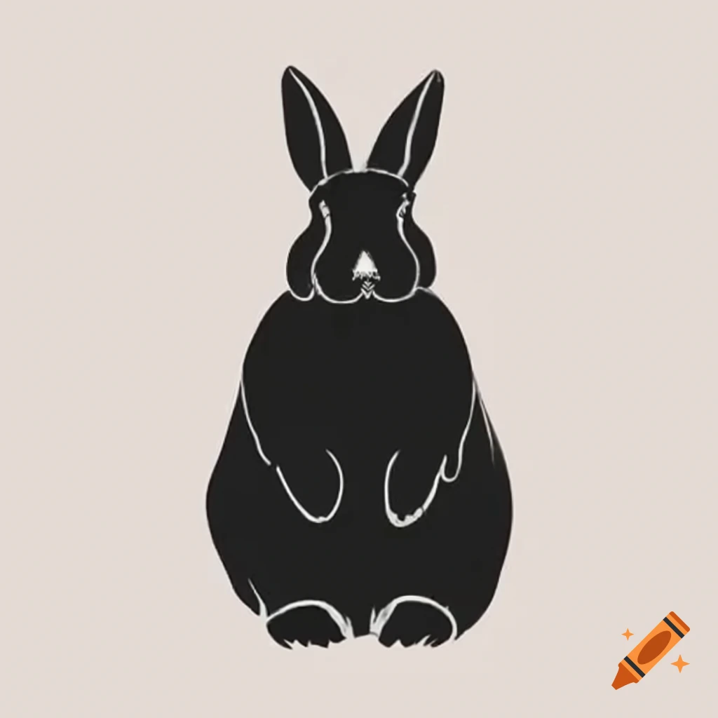 Black clip art of a bunny on craiyon