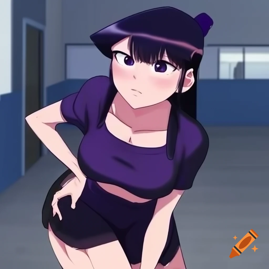 Komi San in gym outfit, anime style