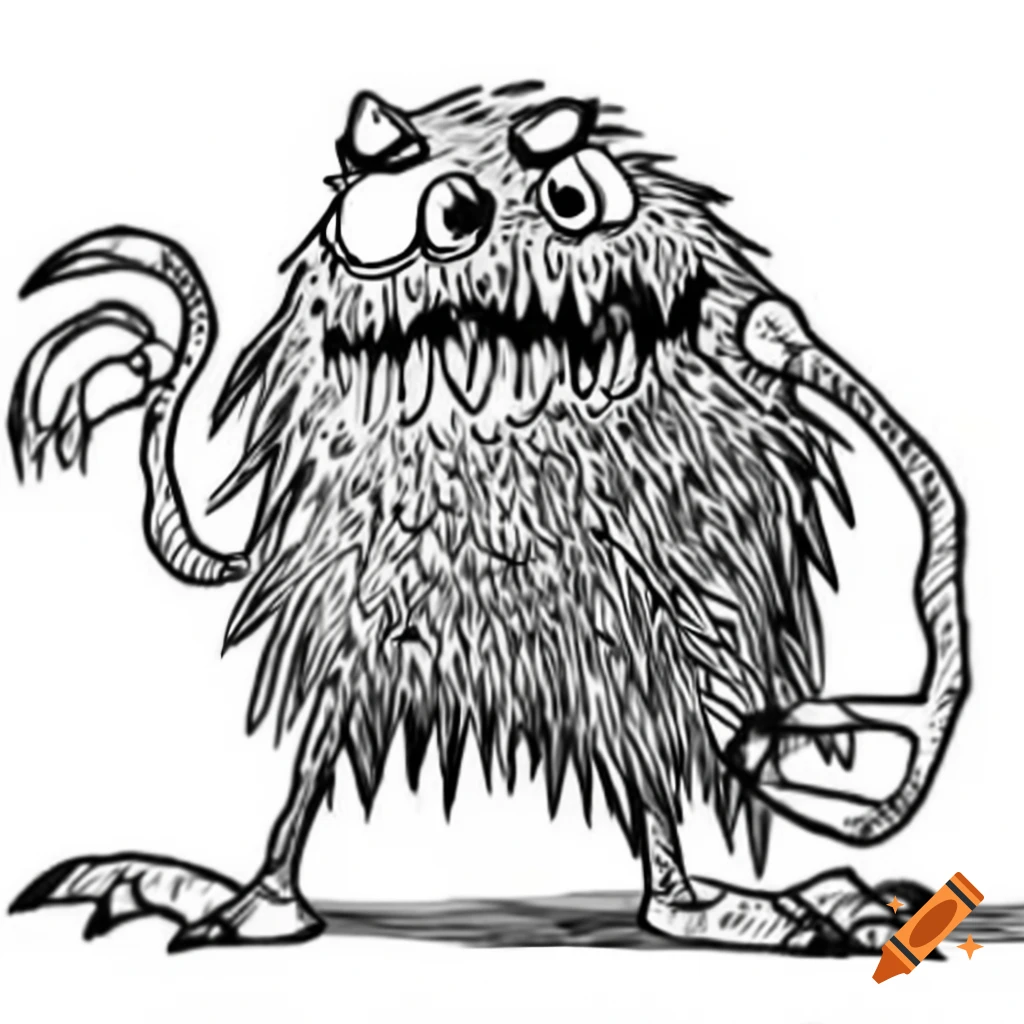 Humorous depiction of a monster humorously farting