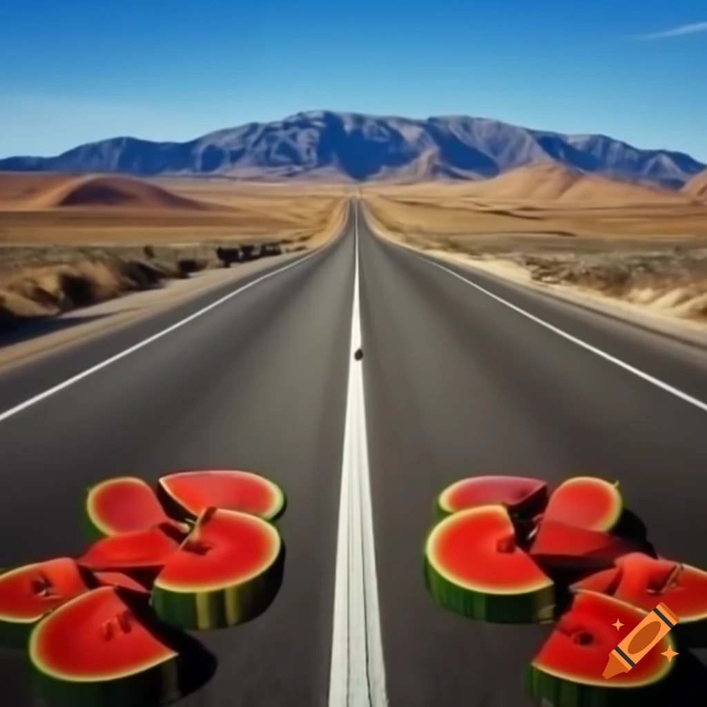 California road lined with watermelons