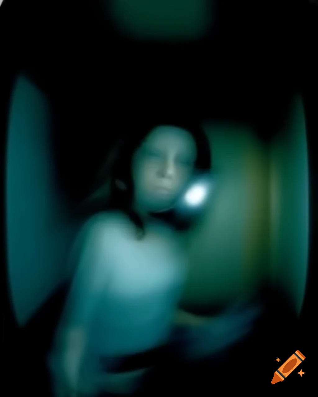 Ethereal woman apparition captured on trailcam with VHS effects