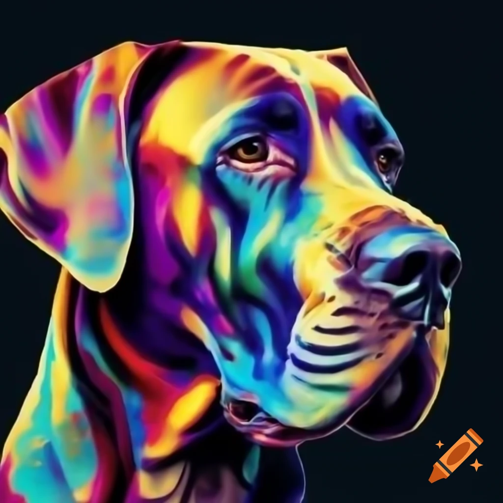 Great Dane portrait created with pointillism technique