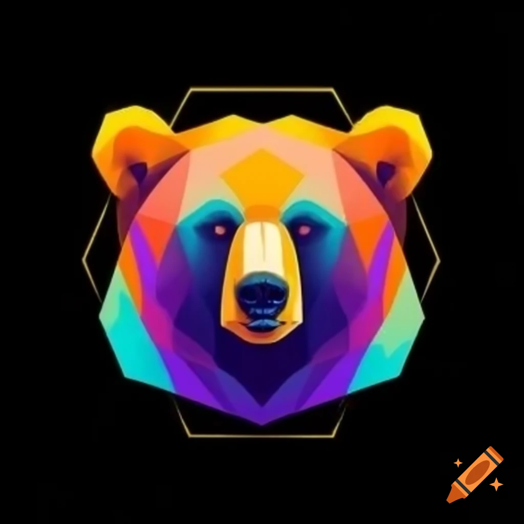 Minimalist hexagonal bear art