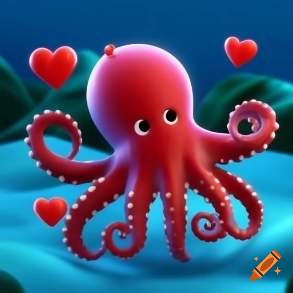 Three octopus hearts displayed artistically