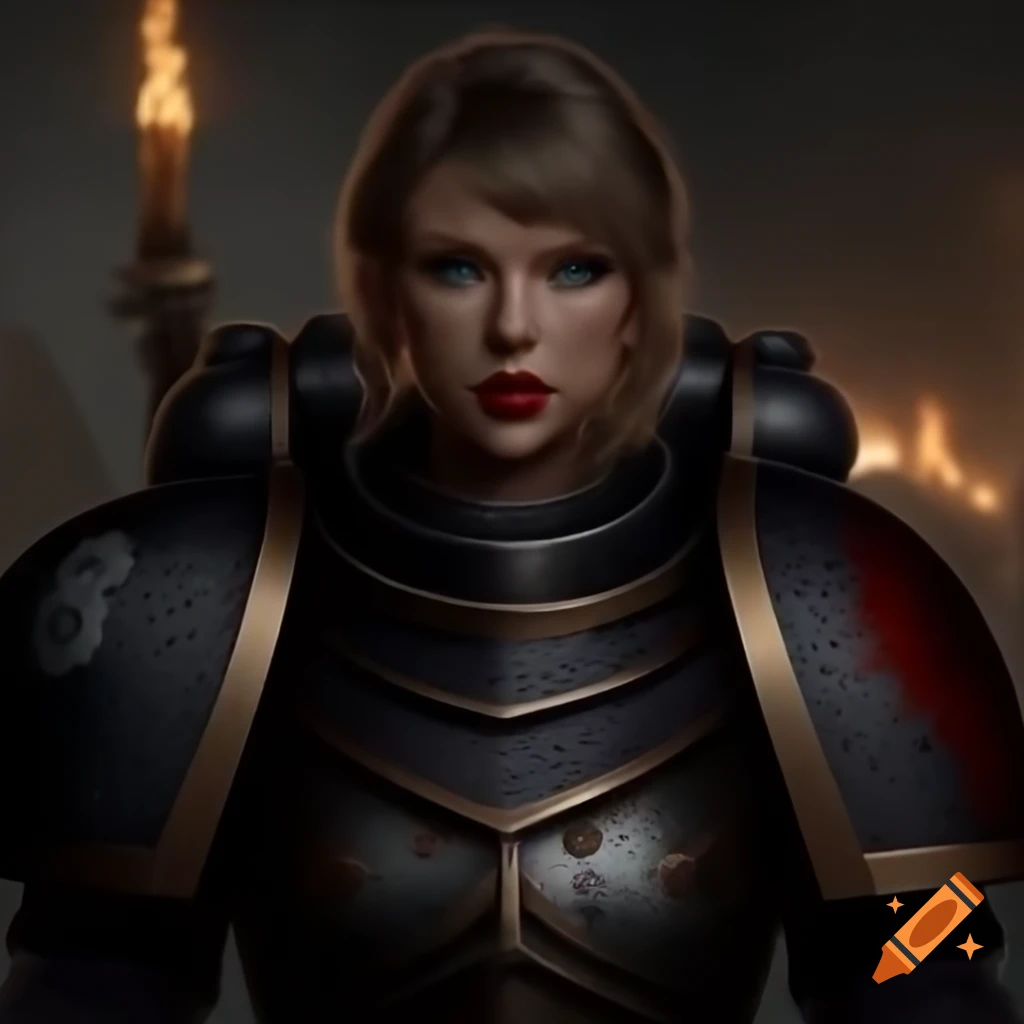 Taylor Swift portrayed as a sister of battle in Warhammer armor