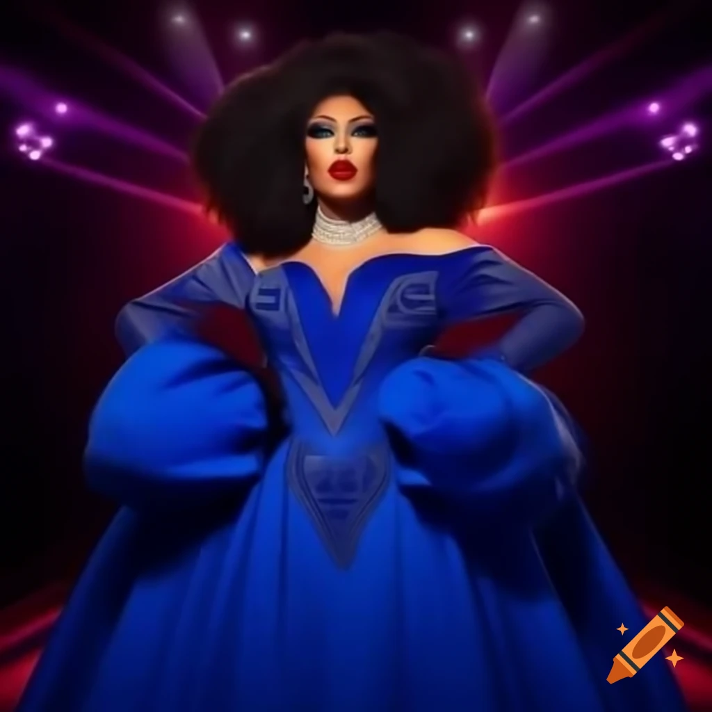 Carmen Chanteuse in glamorous sapphire blue vintage gown inspired by jazz and blues