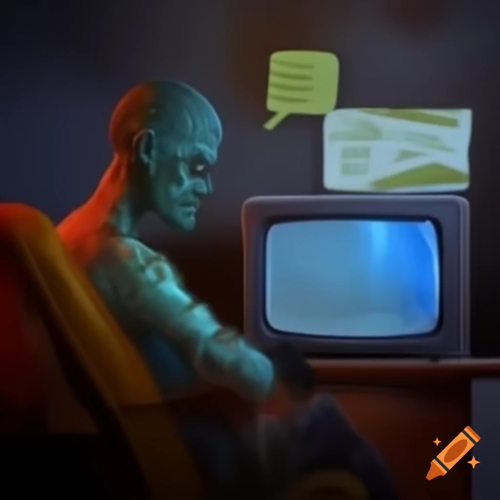 Spectral figure watching apocalyptic news report on zombie outbreak in Italy