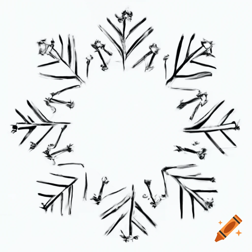 Sketch of a frozen runic circle resembling a snowflake