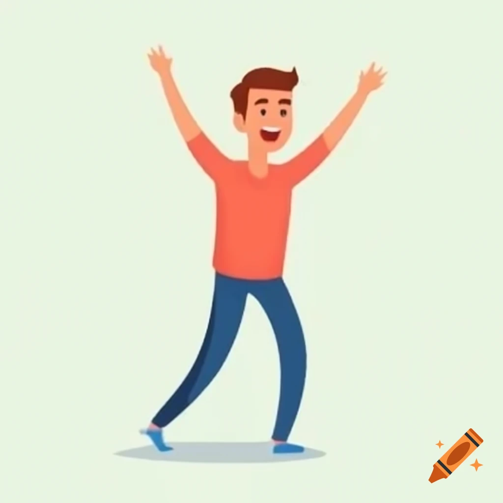 Cartoon of happy healthy patient raising hands