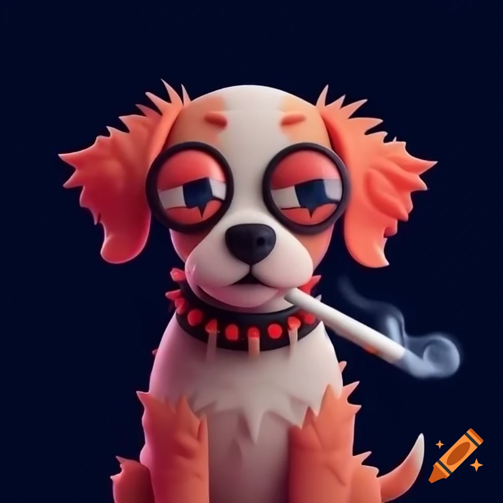 Surreal puppy with spiked collar