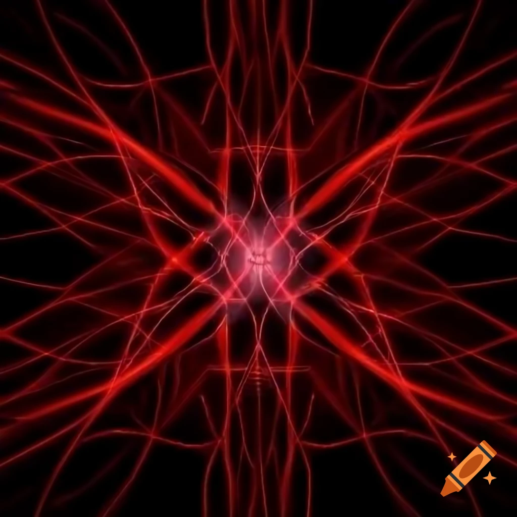 Abstract magical realm with red and black parallel lines on craiyon
