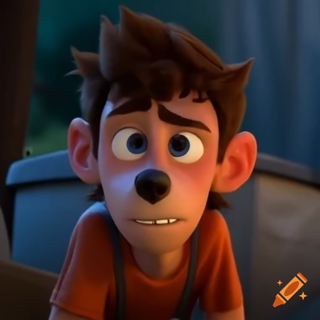 Young man with werewolf nose snout
